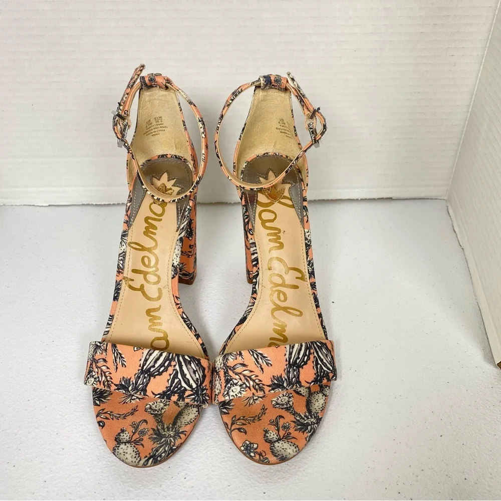Sam Edelman Yaro Sandals Women’s 6.5M Peach Block Heel Ankle Strap Open Toe - Picture 5 of 11